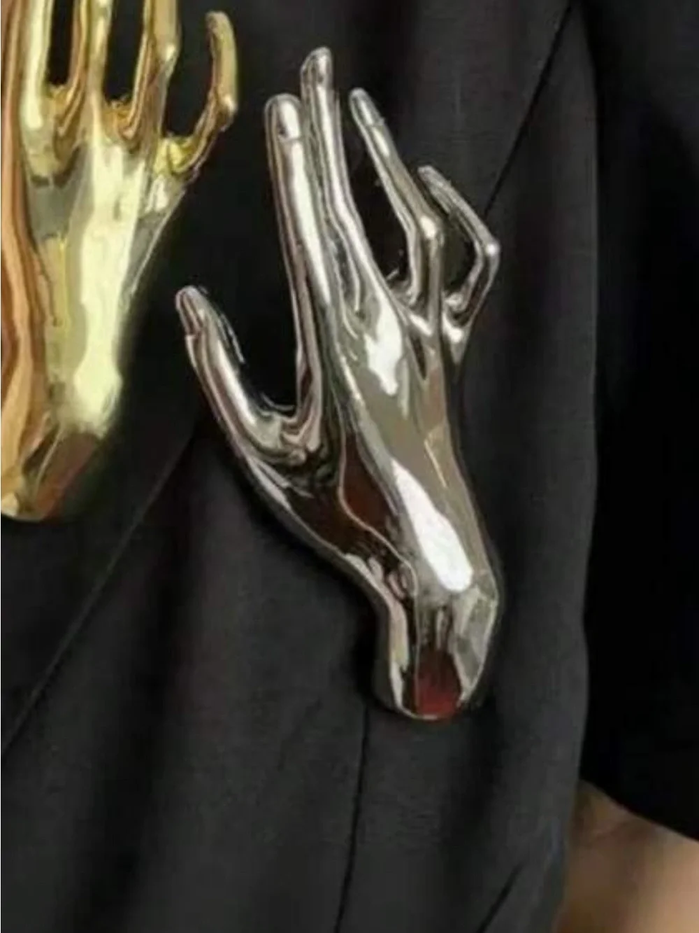 Polished Silver Hand Jewelry brooch